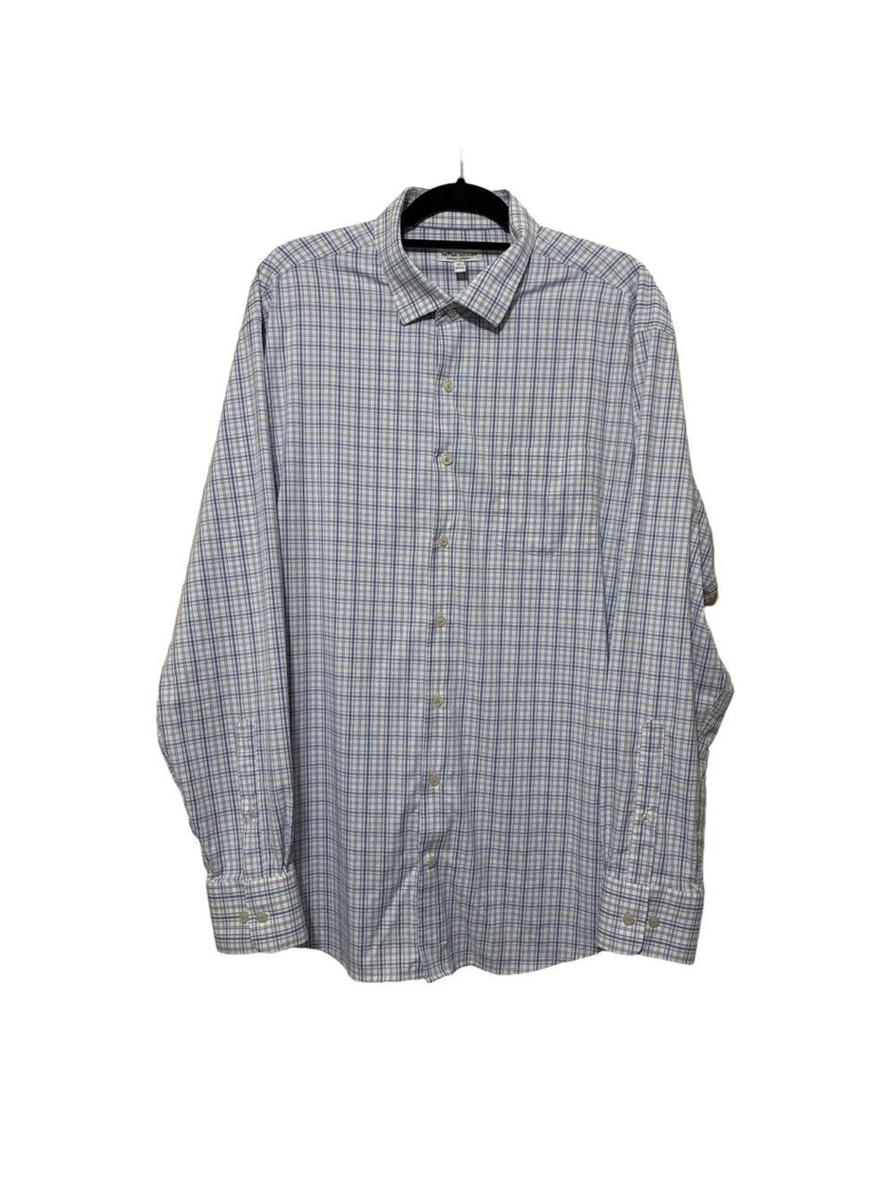 Peter Millar Summer Comfort Madras Plaid Button Up Men’s XL Blue Long Sleeve